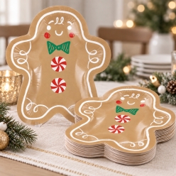 Gingerbread Man Shaped Christmas Plates 8pk